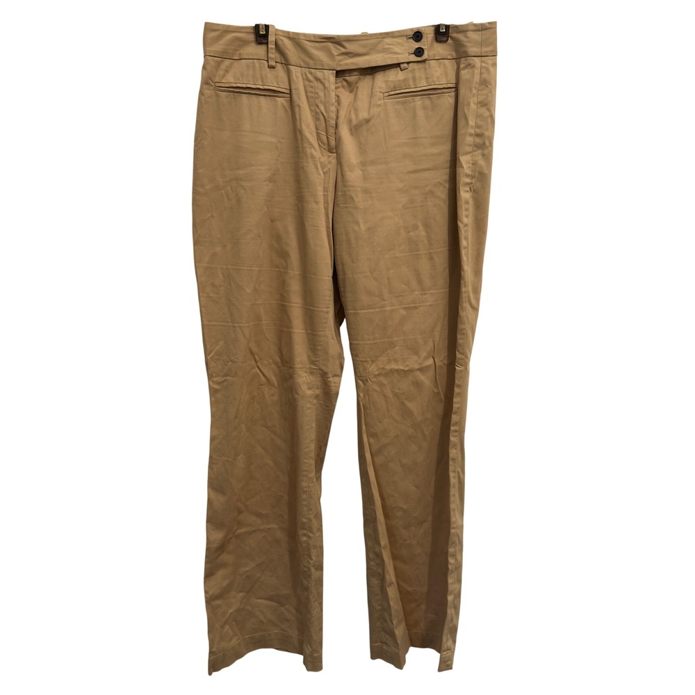 Ann Taylor LOFT Julie Trousers Tan Cotton Stretch Trouser Leg Old Money Size 12